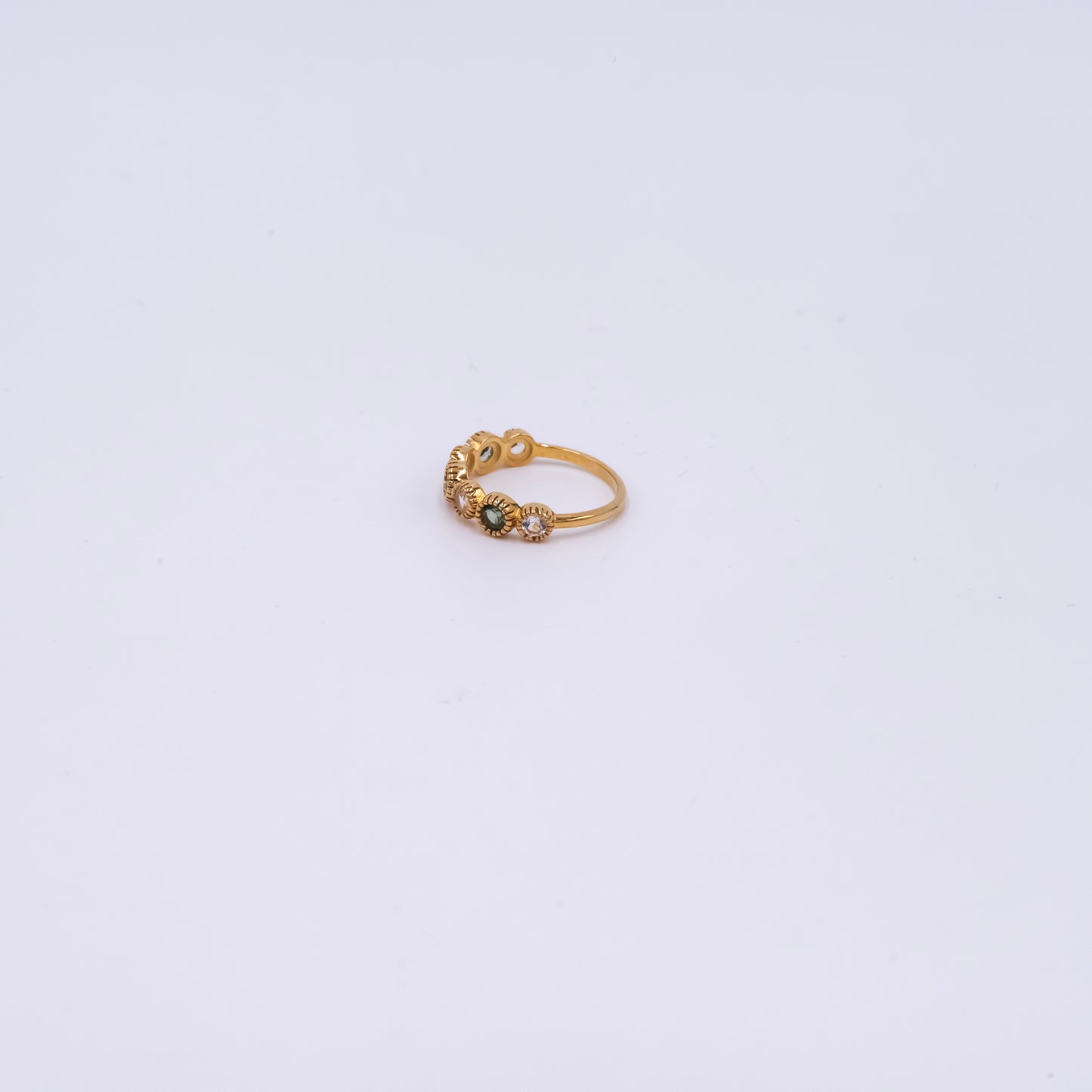 Green tourmaline white topaz ring