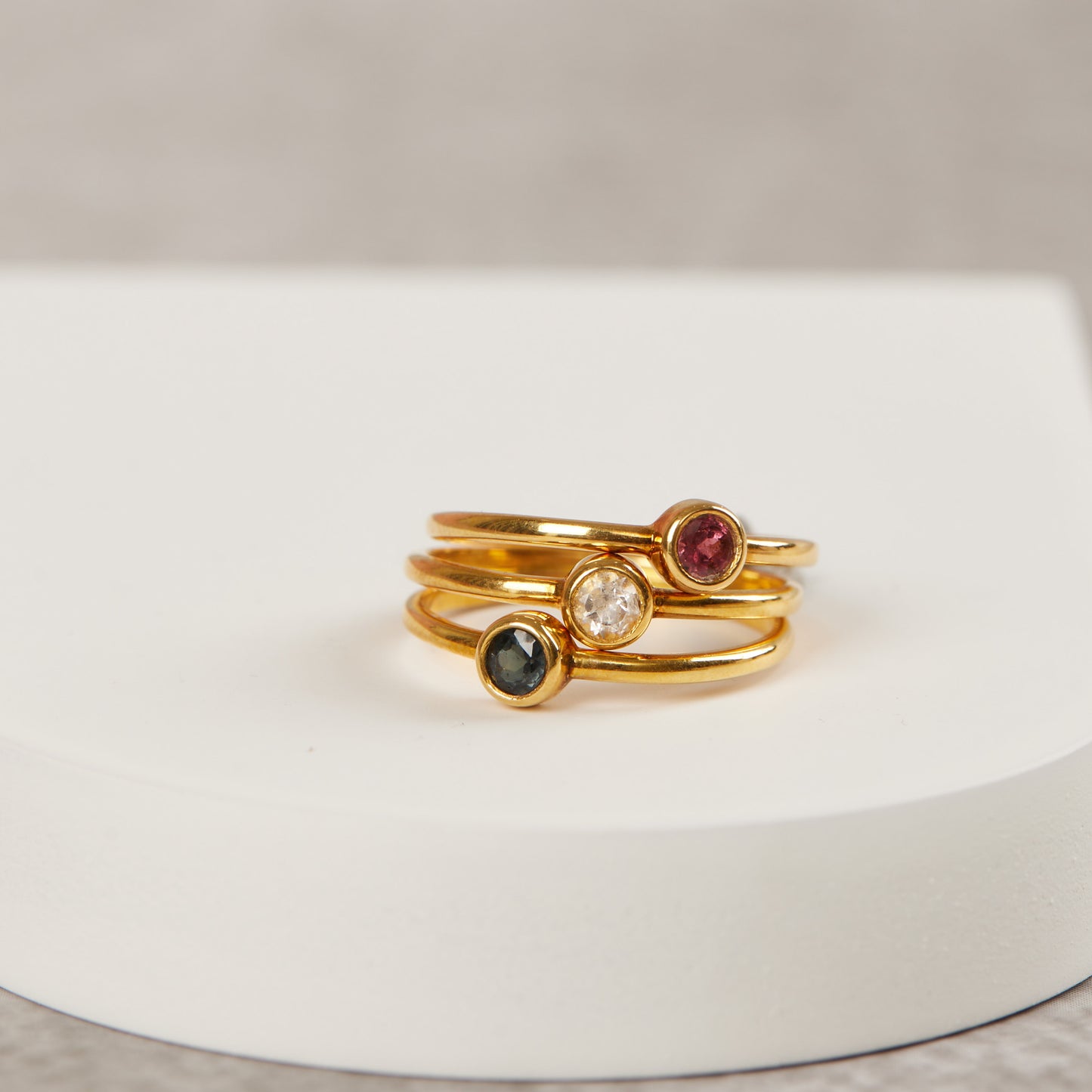 Multi tourmaline stackers (Set of 3)