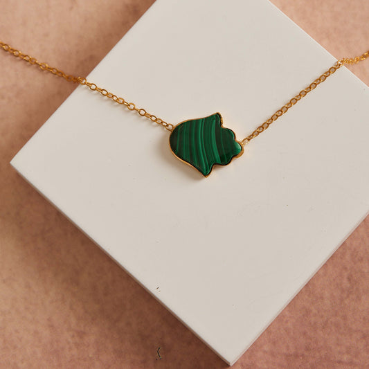 Divine Malachite Hamsa Necklace